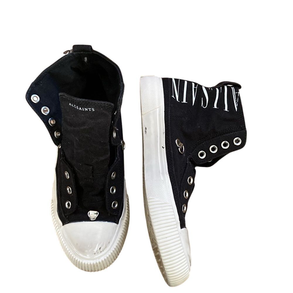 All Saints Womens Elena Stamp High Top Sneaker Size 37  6.5‎ Black White